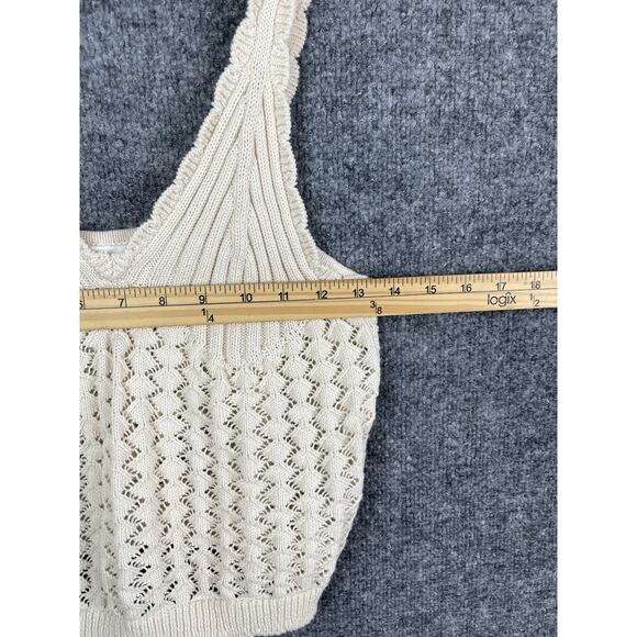 H&M Loose Knitted Halter Top Women's Large Cropped Beige - Picture 3 of 10